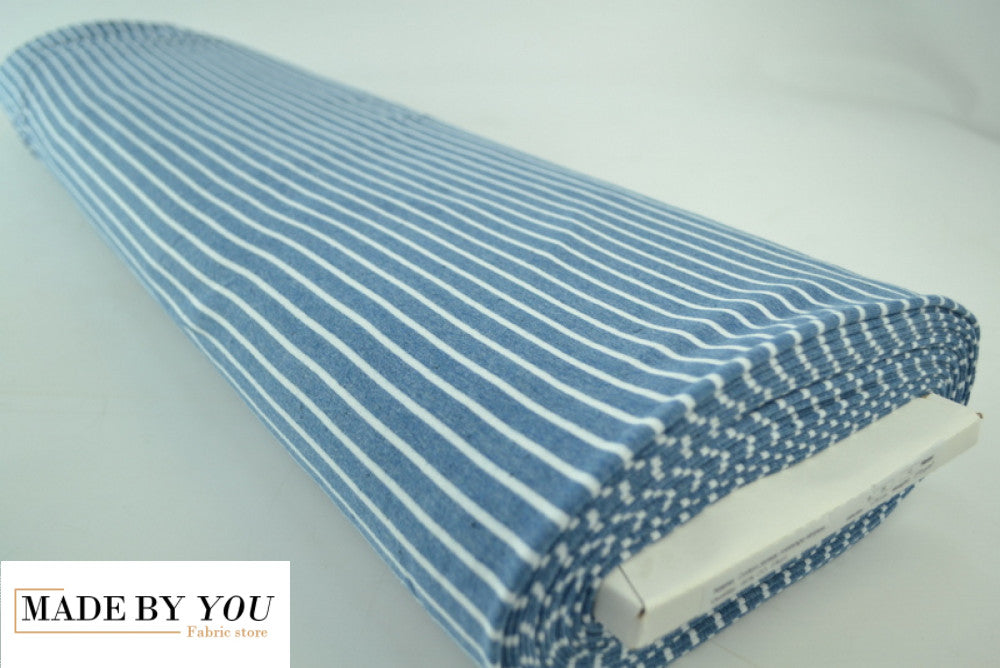 Cotton jersey melange - BLUE STRIPES