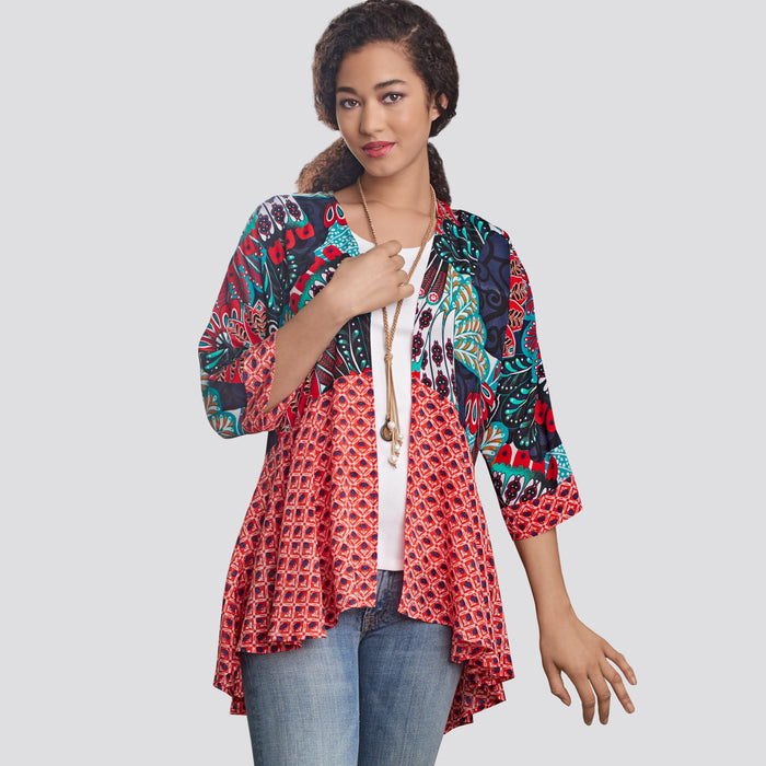 S8172 Misses' Fashion Kimonos with Length, Fabric and Trim Variations. Size: XXS-XXL (30-52)