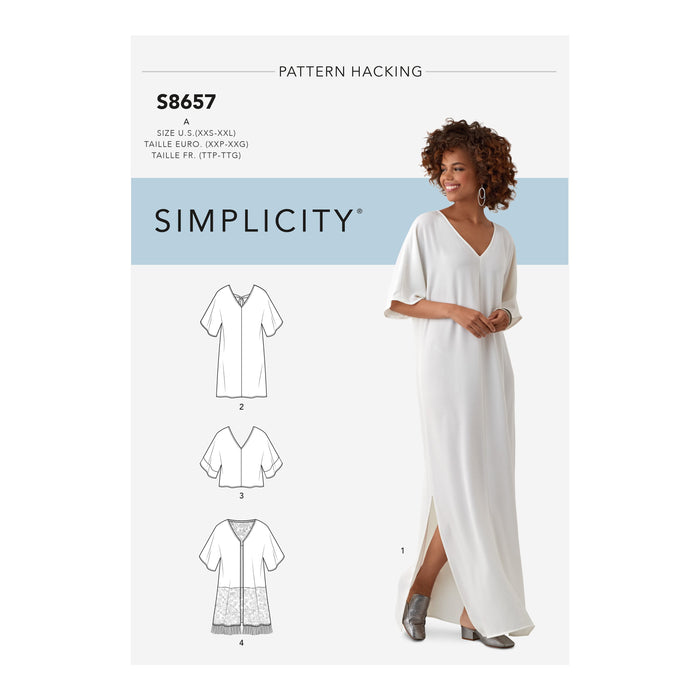 S8657 Misses' Caftan with Options for Design Hacking. Size: XXS-XXL