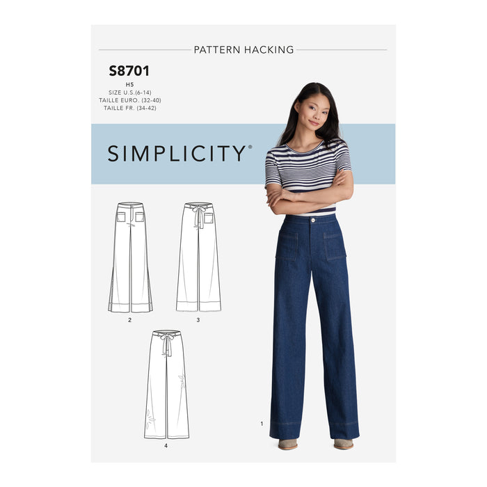 S8701 Misses' Pants with Options for Design Hacking. Size: 32-50