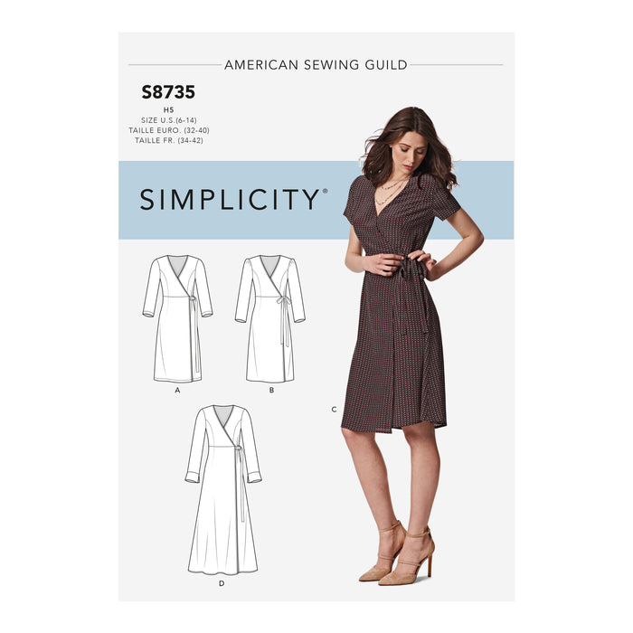 S8735 Misses'/Miss Petite Wrap Dress. Size: 32-50