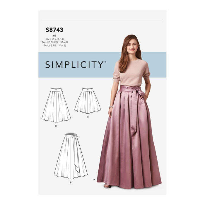 S8743 Misses' Pleated Skirts. Size: 32-48