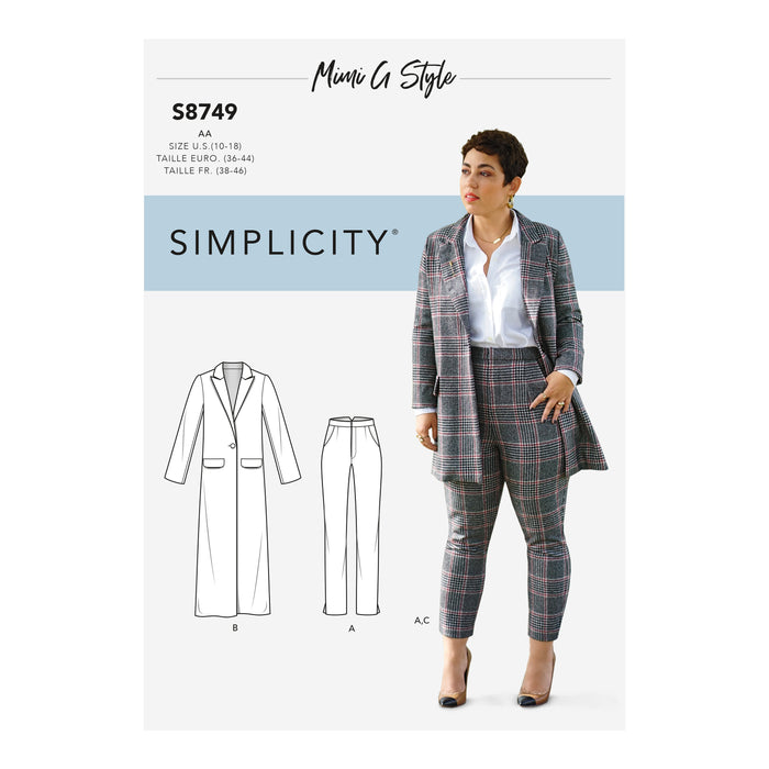 S8749 Misses'/Women's Mimi G Style Coat and Pants. Size: 36-54