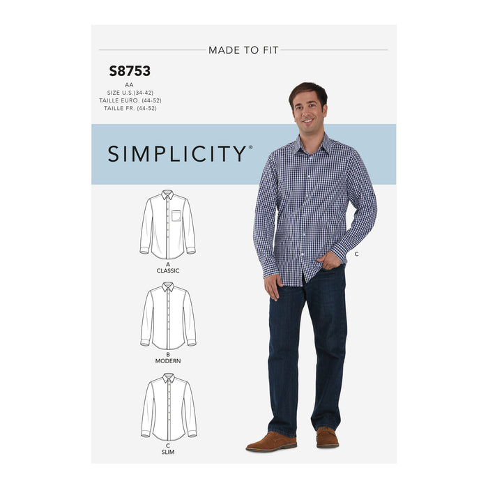 S8753 Men's Classic, Modern and Slim-Fit Shirt. Size: 44-62