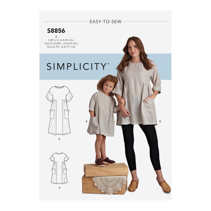 S8856 Children's and Misses' Dress and Tunic. Size: Kid´s 3-8 y / Adults XS-XL (32-50)