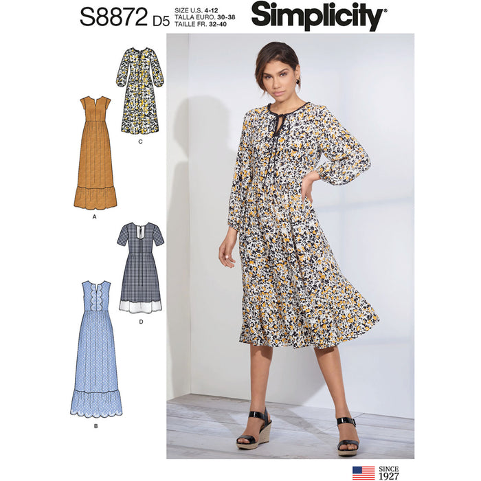 S8872 Misses' Pullover Dress. Size: 30-46
