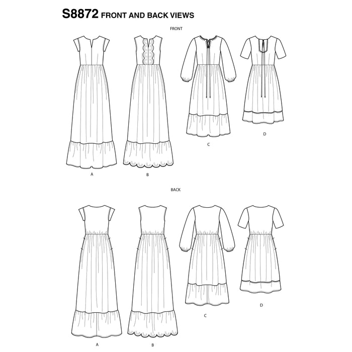 S8872 Misses' Pullover Dress. Size: 30-46