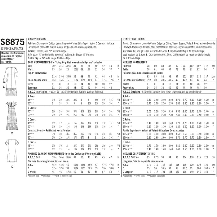 S8875 Misses' Dresses. Size: 32-48