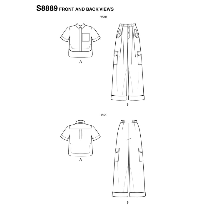 S8889 Misses' Shirt and Wide Leg Pants by Mimi G Style. Size: 32-50