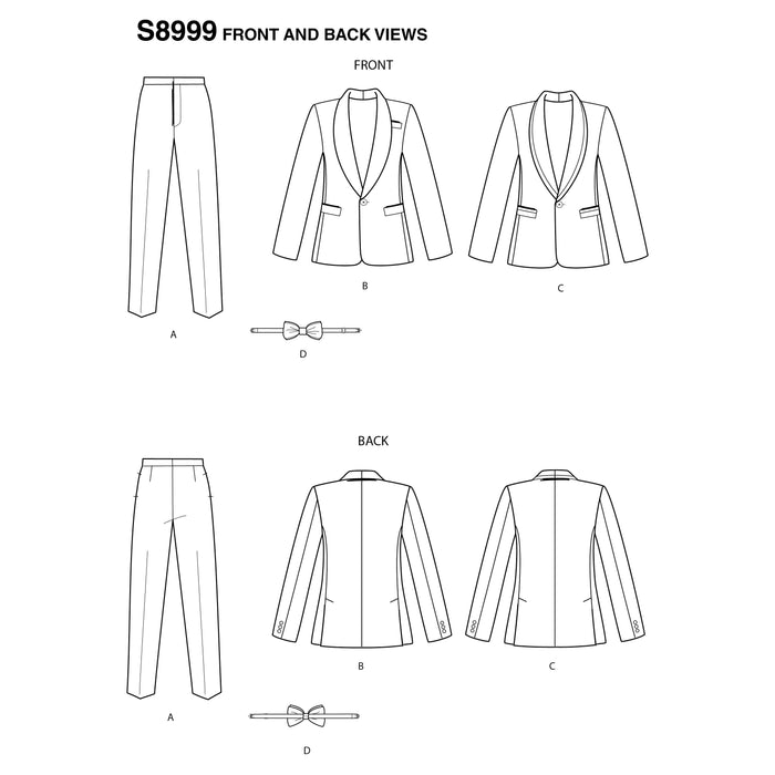 S8899 Men's Tuxedo Jackets, Pants and Bow Tie. Size: 44-62