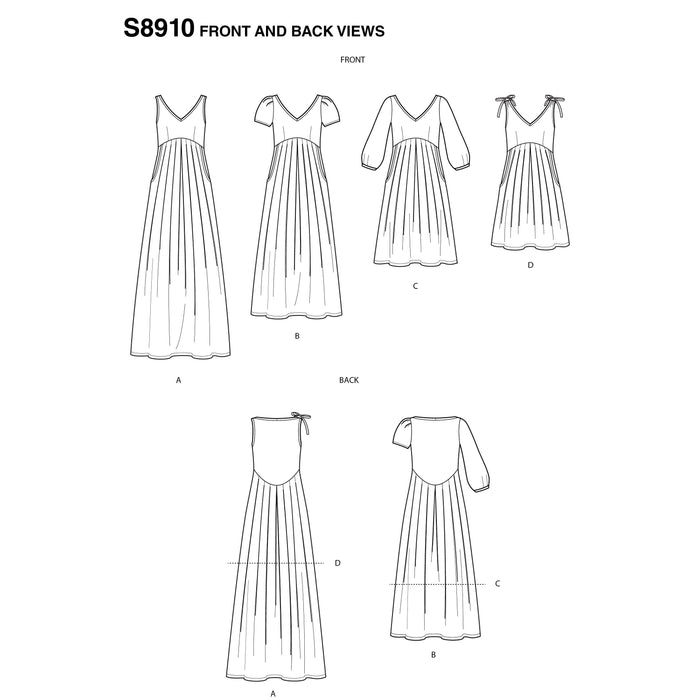 S8910 Misses' Dress. Size: 32-48