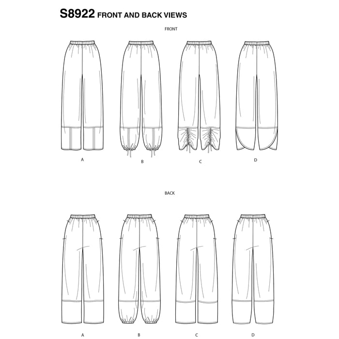 S8922 Misses' Pull-On Pants. Size: 32-48