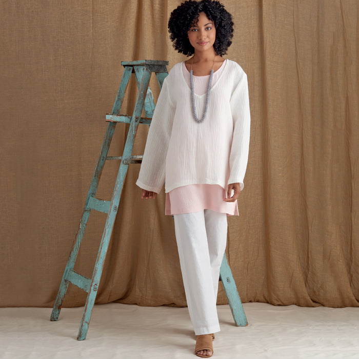 S8924 Misses' Jacket, Top, Tunic, and Pull-On Pants. Size: 32-50