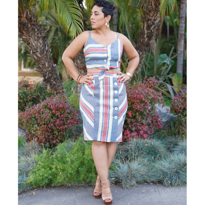 S8927 Misses' Tie Front Tops and Skirts by Mimi G Style. Size: 32-50