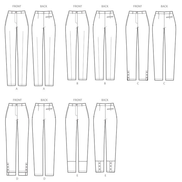 S8957 Misses' Slim Leg Pant with Variations. Size: 32-48