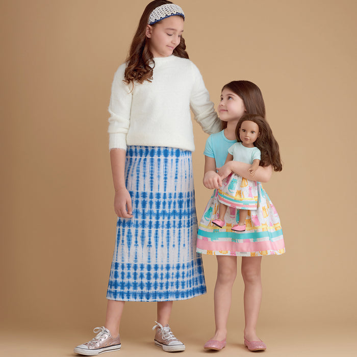 S8961 Children's, Girls', and Dolls' Skirts. Size: 3-14 y