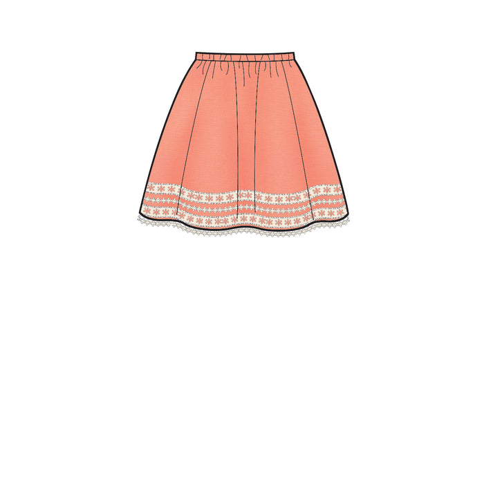 S8961 Children's, Girls', and Dolls' Skirts. Size: 3-14 y