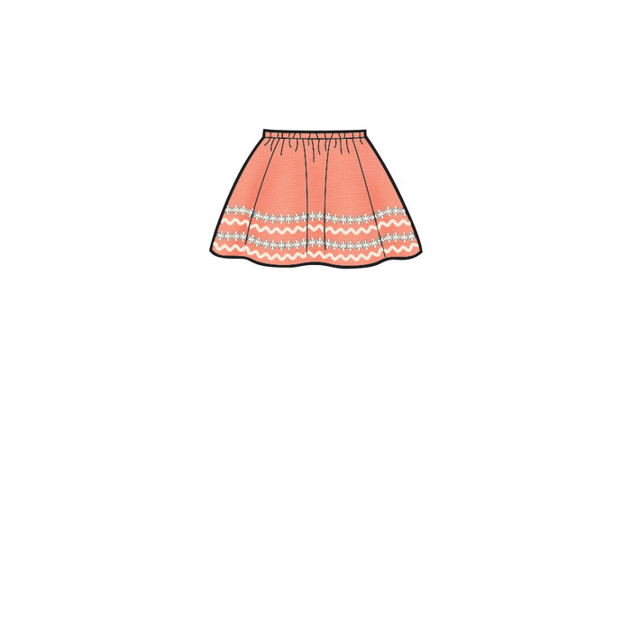 S8961 Children's, Girls', and Dolls' Skirts. Size: 3-14 y