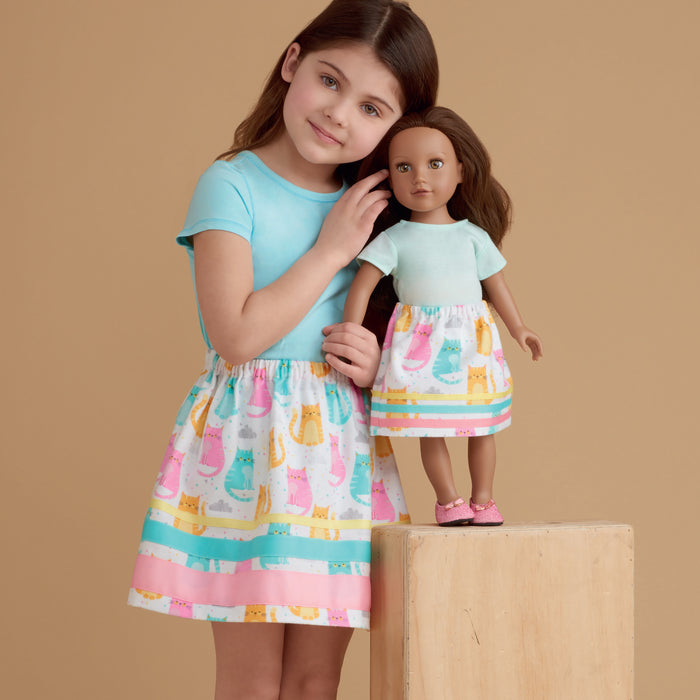 S8961 Children's, Girls', and Dolls' Skirts. Size: 3-14 y