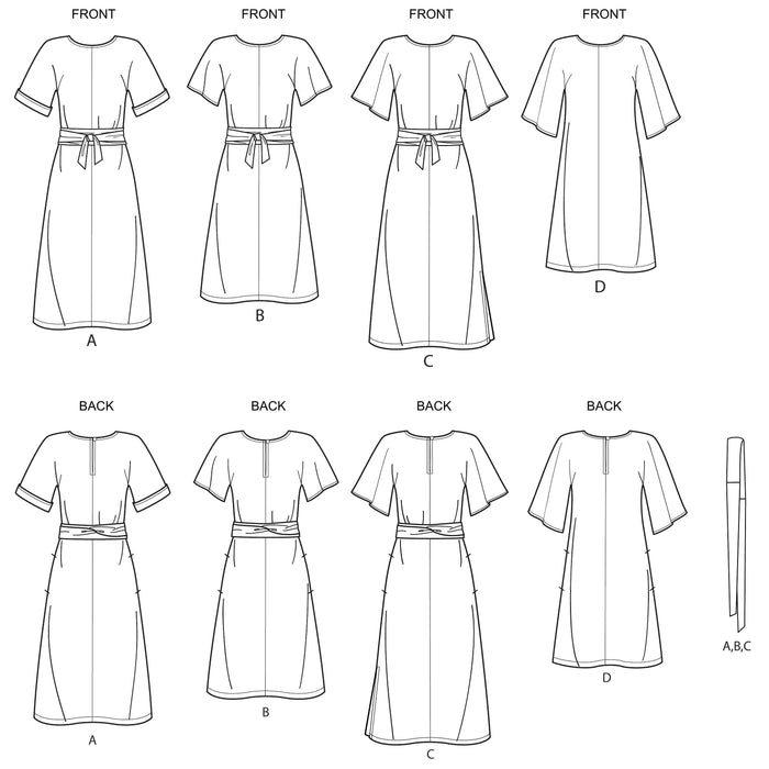 S8981 Misses' Front Tie Dresses. Size: 32-48
