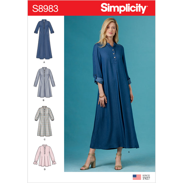 S8983 Misses' Dresses with Sleeve Variation. Size: 32-48