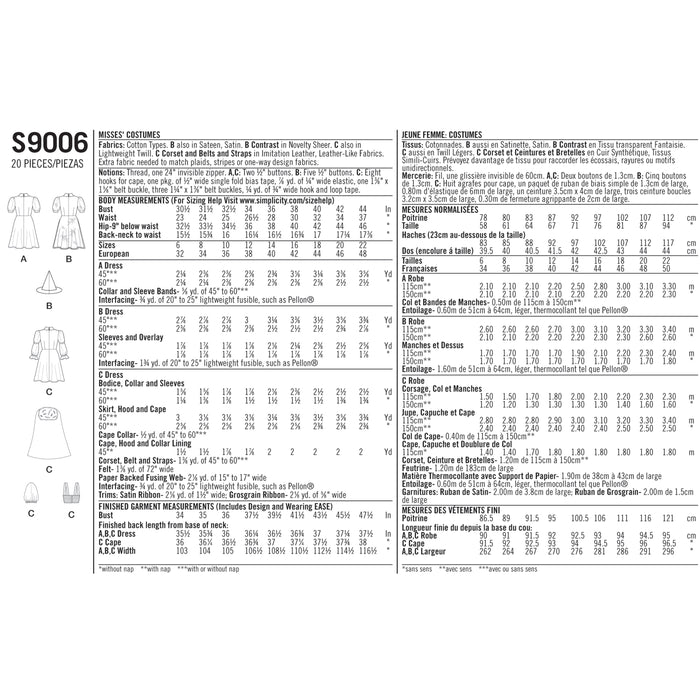 S9006 Misses' Halloween Costumes. Size: 32-48