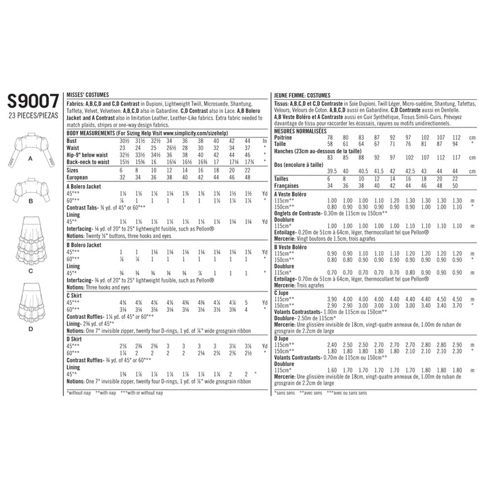 S9007 Misses' Steampunk Costumes. Size: 32-48