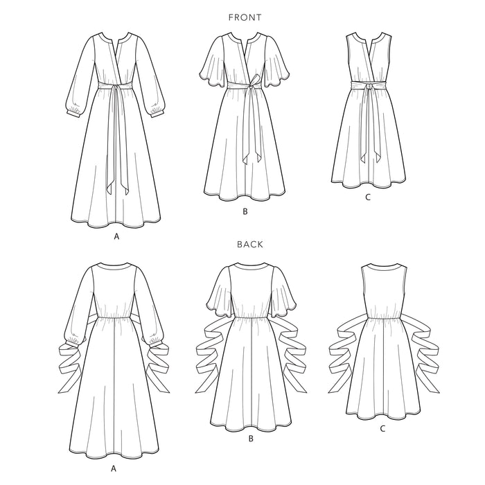 S9041 Misses' Dresses In Three Lengths With Sleeve Variations. Size: 32-50