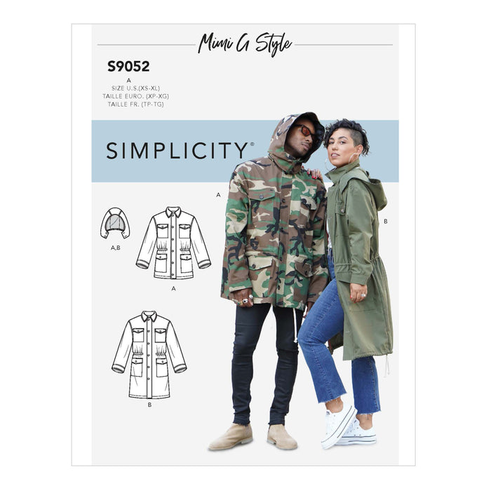 S9052 Misses' Mens & Teen's Jacket & Hood By Mimi G Style. Size: XS-XL