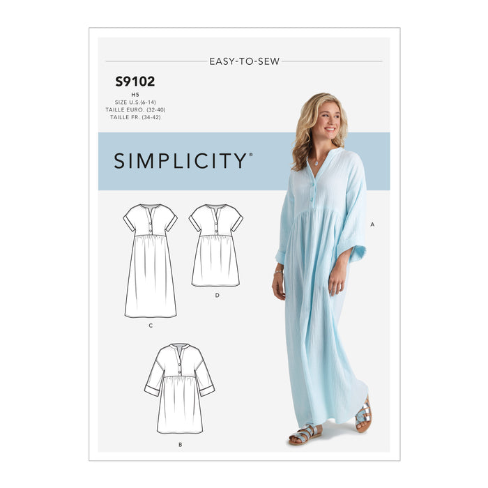 S9102 Misses' Caftan & Dresses. Size: 32-50