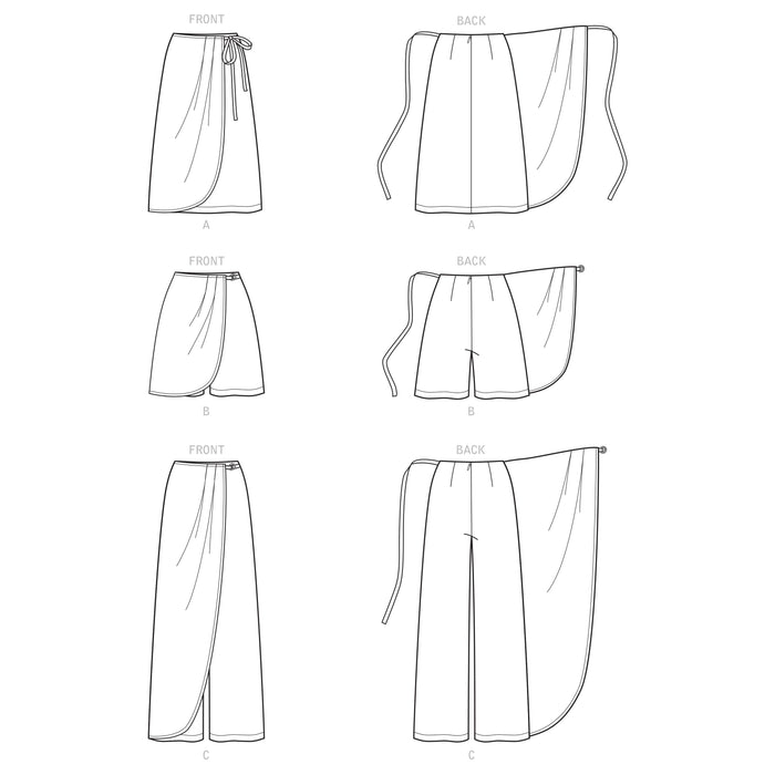 S9111 Misses' Faux Wrap Pants, Skirt & Shorts. Size: 32-50