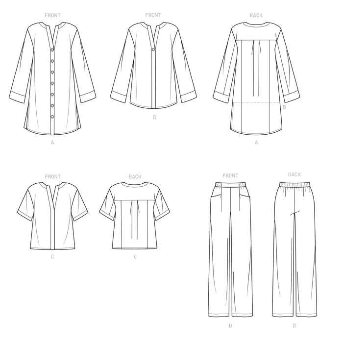 S9113 Misses' Tunic, Top & Pull On Pants. Size: 32-50