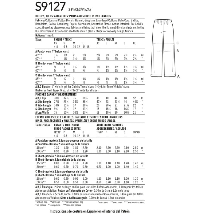 S9127 Unisex Sleepwear. Size: Kid´s XS-L (4-16 y) / Adults XS-XL