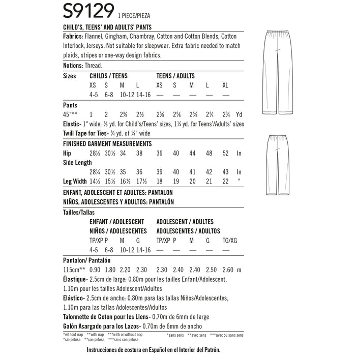 S9129 Unisex Sleepwear. Size: Kid´s XS-L (4-16 y) / Adults XS-XL