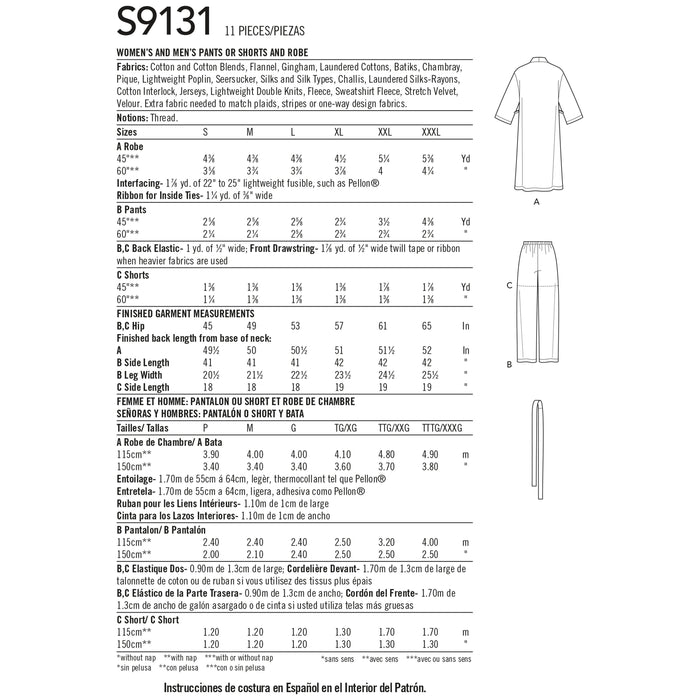 S9131 Unisex Sleepwear. Size: S-XXXL