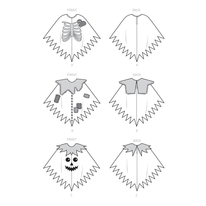 S9169 Misses' Character Poncho Costumes. Size: One Size