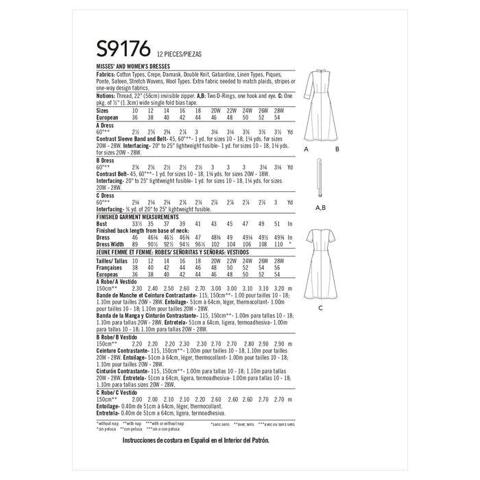 S9176 Misses' & Women's Dresses. Size: 36-54