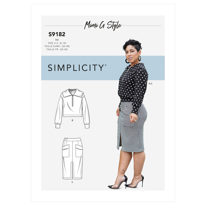 S9182 Misses' Knit Top & Skirt By Mimi G Style. Size: 32-50