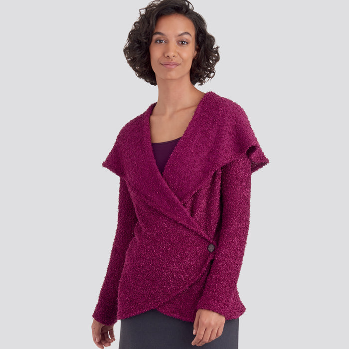 S9189 Misses' Knit Wrap Jacket. Size: XS-XXL (32-52)