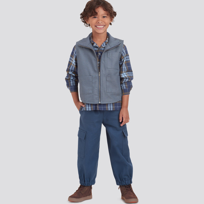 S9201 Children's & Boys' Shirt, Vest & Pull-On Pants. Size: 3-16 y