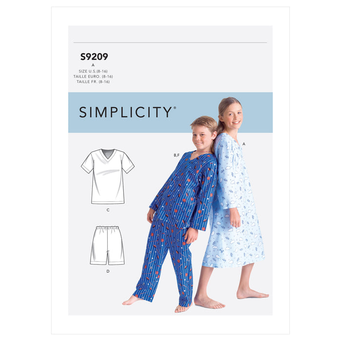 S9209 Boys'/Girls' V-Neck Shirts, Gown, Shorts and Pants. Size: 8-16 y