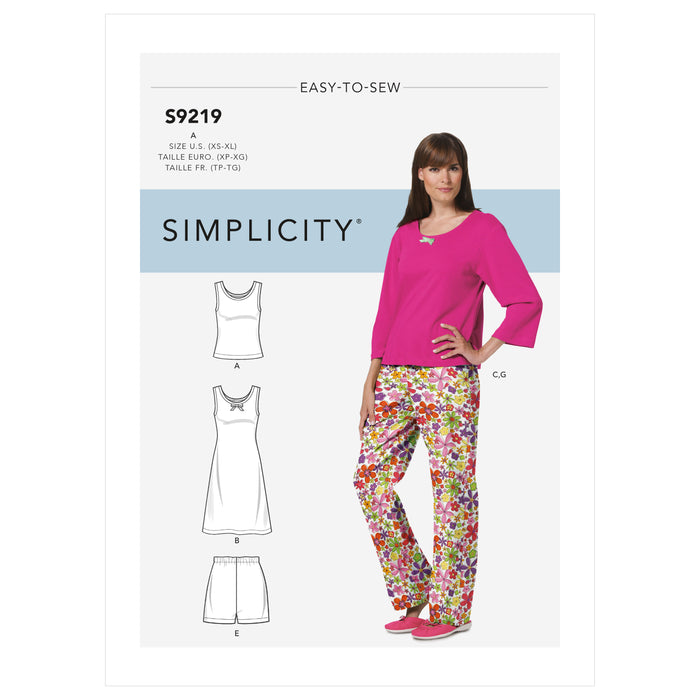 S9219 Misses' & Misses' Petite Sleepwear. Size: XS-XL (32-50)