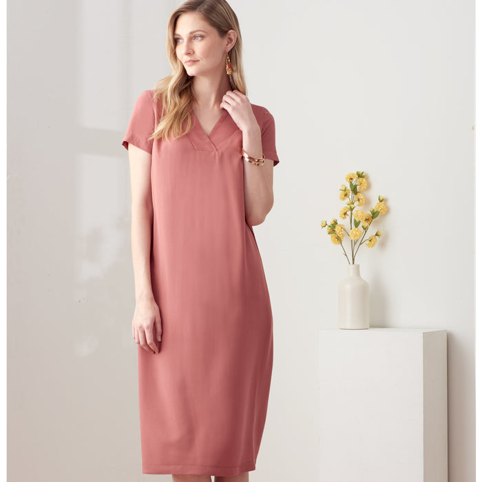S9262 Misses' V-neckline Shift Dresses. Size: 32-50