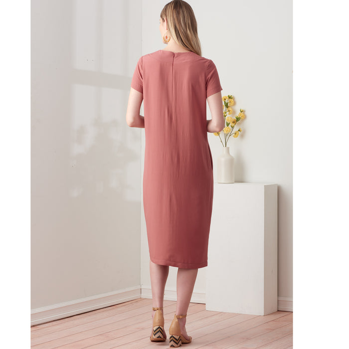 S9262 Misses' V-neckline Shift Dresses. Size: 32-50