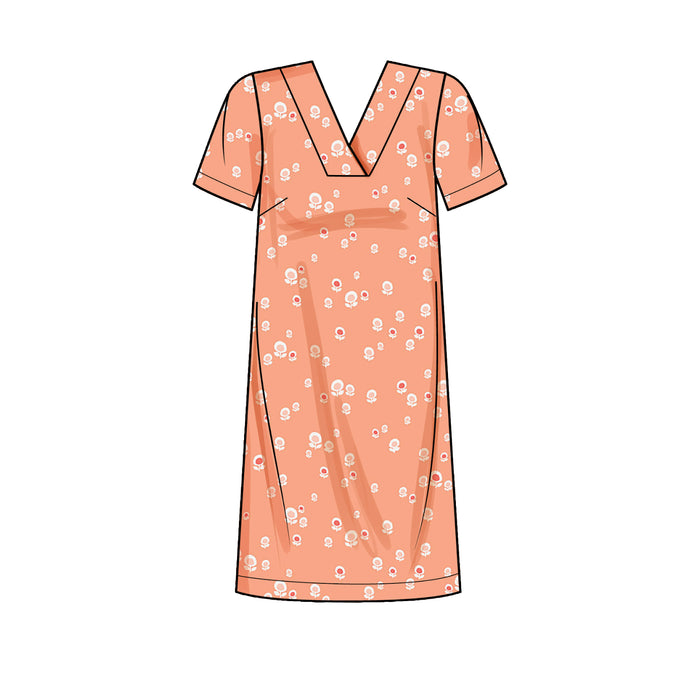 S9262 Misses' V-neckline Shift Dresses. Size: 32-50