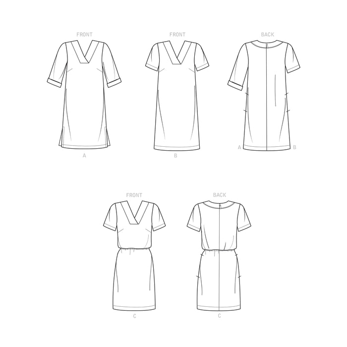 S9262 Misses' V-neckline Shift Dresses. Size: 32-50