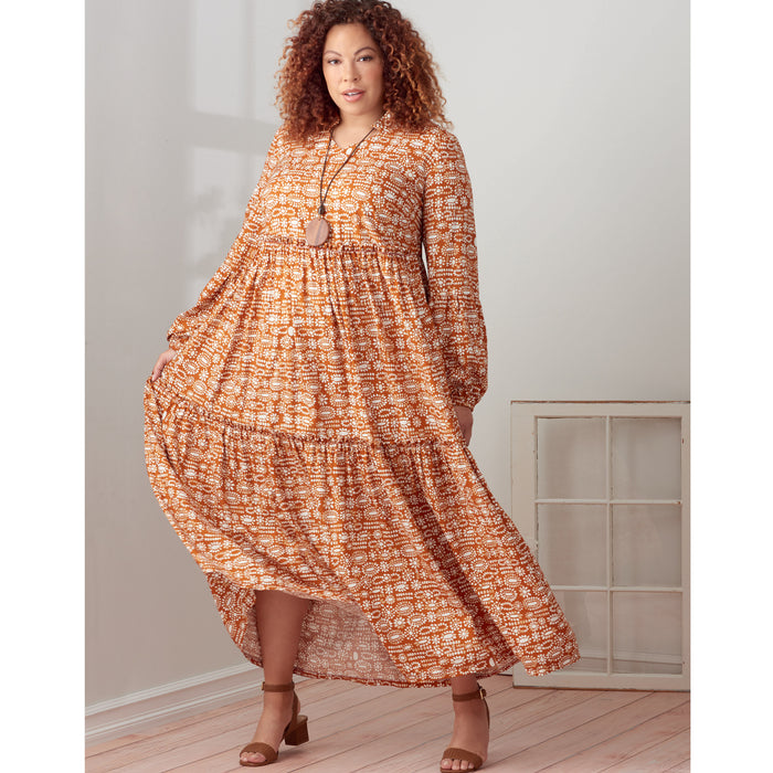 S9265 Misses' & Women's Tiered Dresses. Size: XXS-XXL (30-52)
