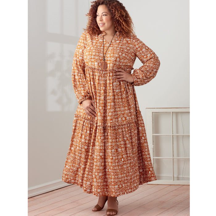 S9265 Misses' & Women's Tiered Dresses. Size: XXS-XXL (30-52)