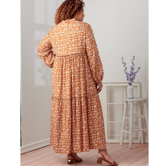 S9265 Misses' & Women's Tiered Dresses. Size: XXS-XXL (30-52)