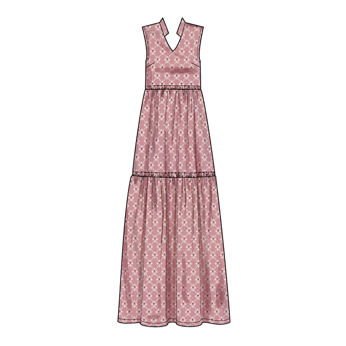 S9265 Misses' & Women's Tiered Dresses. Size: XXS-XXL (30-52)
